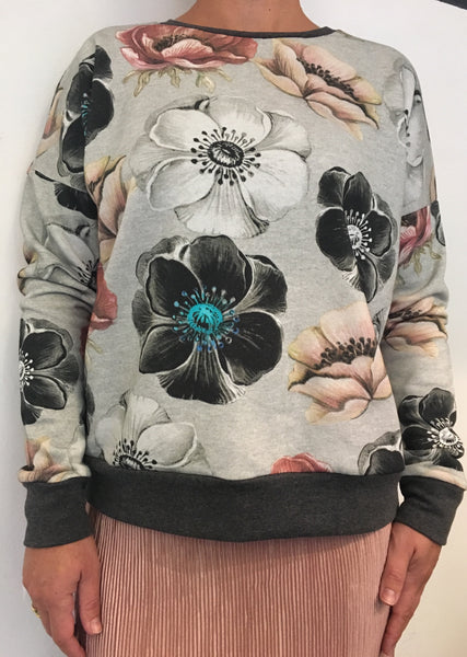 Sweatshirt med blomsterprint